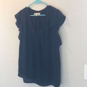 Philosophy XL flutter sleeve v-neck blouse navy
